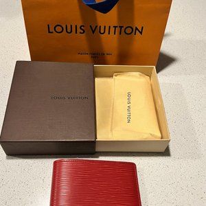 Louis Vuitton Men Epi Leather Wallet Red